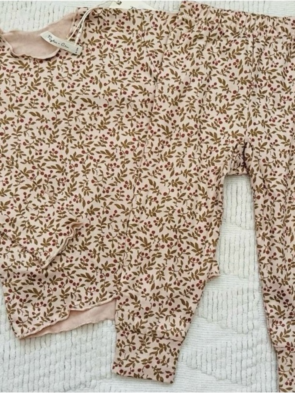 Rylee + Cru Pink Floral Leaf Print Pajama Set